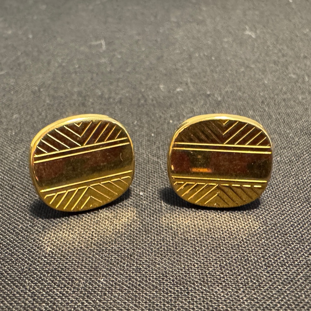 Vintage Gold-Tone Geometric Cuff Links